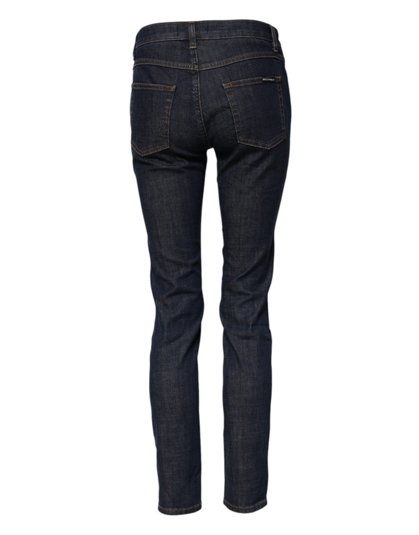 Dolce &amp; Gabbana – Blaue Skinny-Jeans aus Baumwoll-Denim mit mittlerer Taille