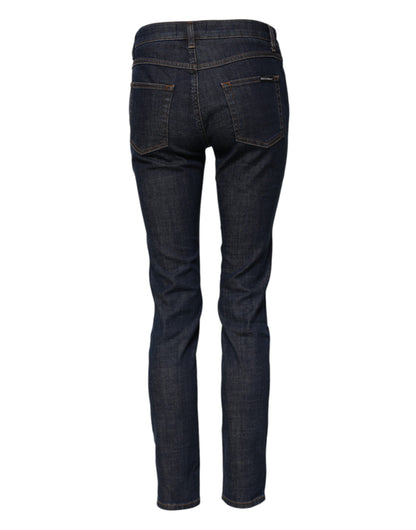 Dolce &amp; Gabbana – Blaue Skinny-Jeans aus Baumwoll-Denim mit mittlerer Taille