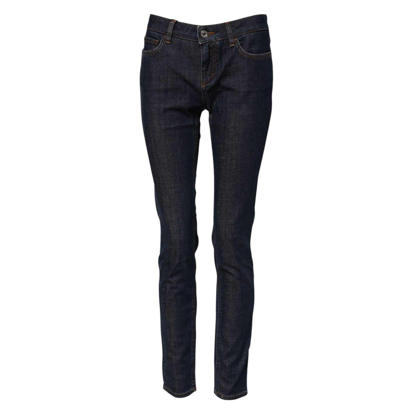 Dolce &amp; Gabbana – Blaue Skinny-Jeans aus Baumwoll-Denim mit mittlerer Taille