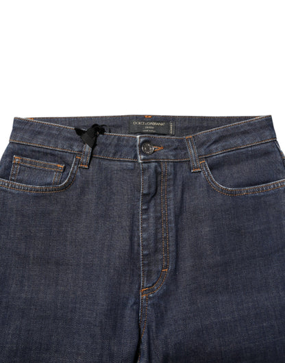Dolce &amp; Gabbana Blue Queen Patch AUDREY Jeans mit mittlerer Taille