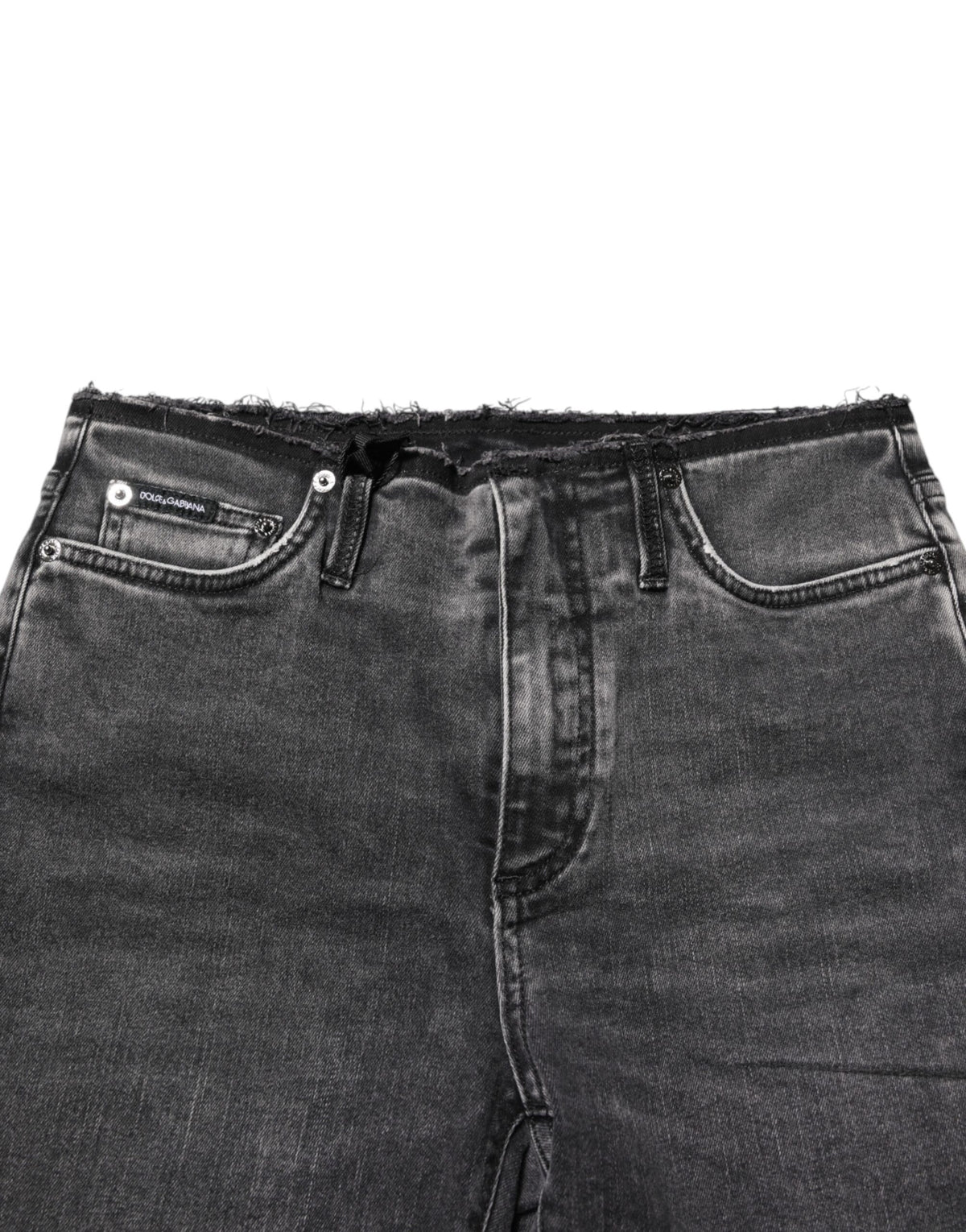 Dolce &amp; Gabbana – Graue Skinny-Jeans aus Baumwoll-Denim mit mittlerer Taille