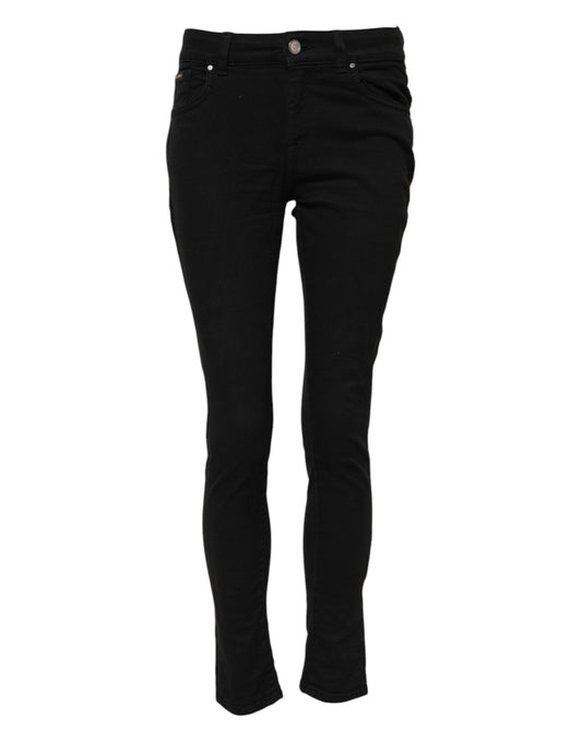 Dolce &amp; Gabbana – Schwarze Skinny-Jeans aus Baumwoll-Denim mit mittlerer Taille