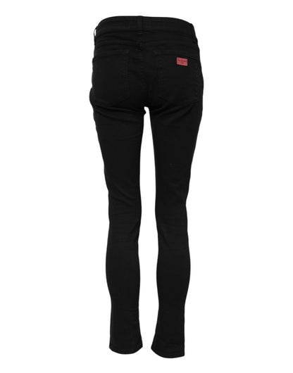 Dolce &amp; Gabbana – Schwarze Skinny-Jeans aus Baumwoll-Denim mit mittlerer Taille