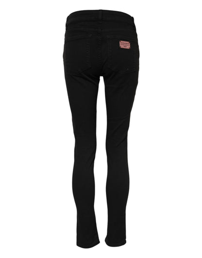 Dolce &amp; Gabbana – Schwarze Skinny-Jeans aus Baumwolle mit mittlerer Taille