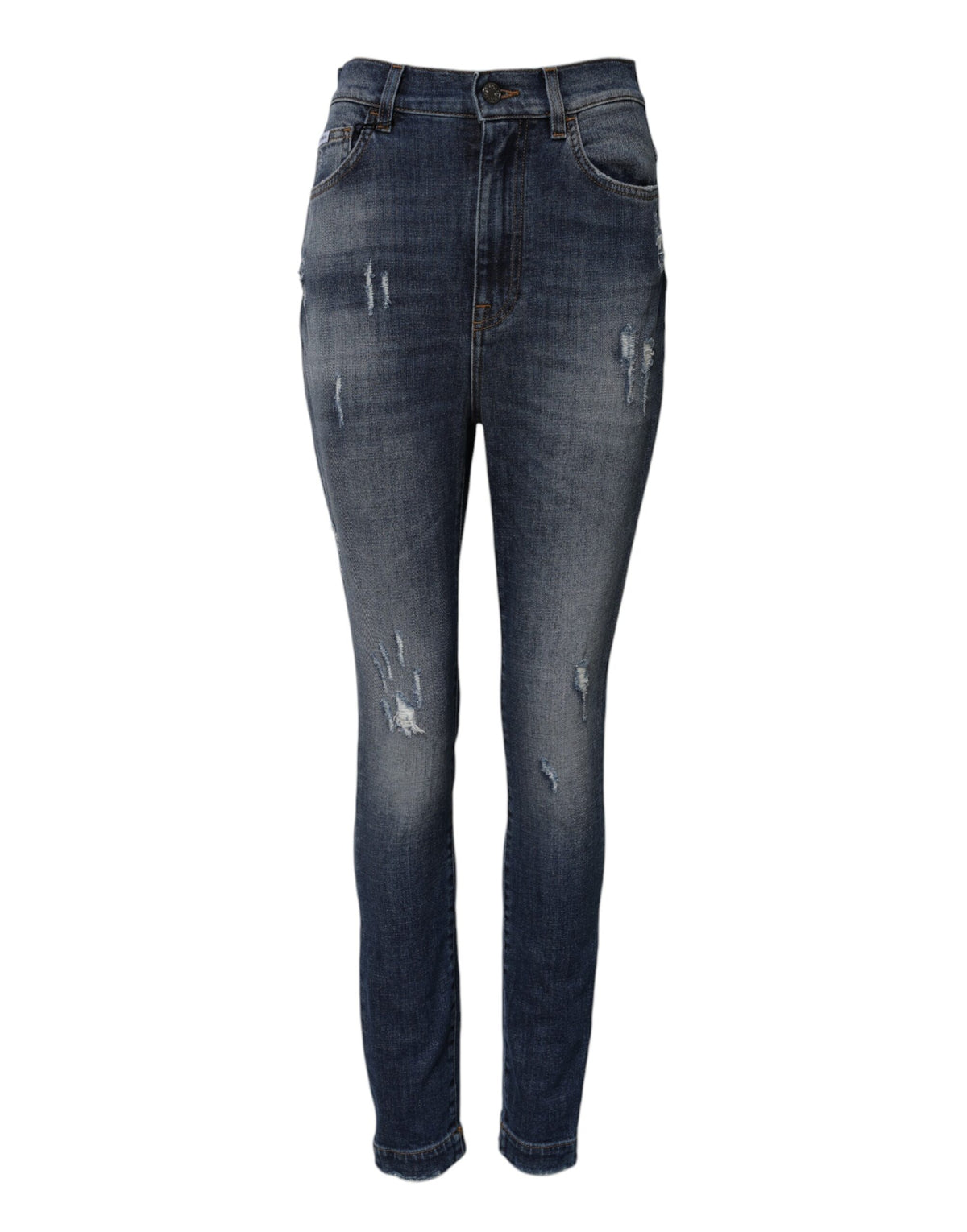 Dolce &amp; Gabbana – Blaue Jeans aus gewaschener Baumwolle mit hoher Taille