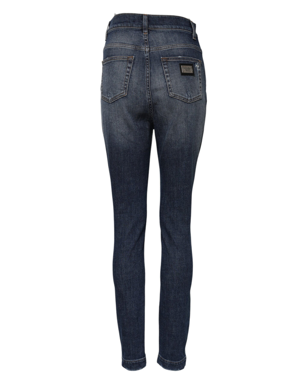 Dolce &amp; Gabbana – Blaue Jeans aus gewaschener Baumwolle mit hoher Taille