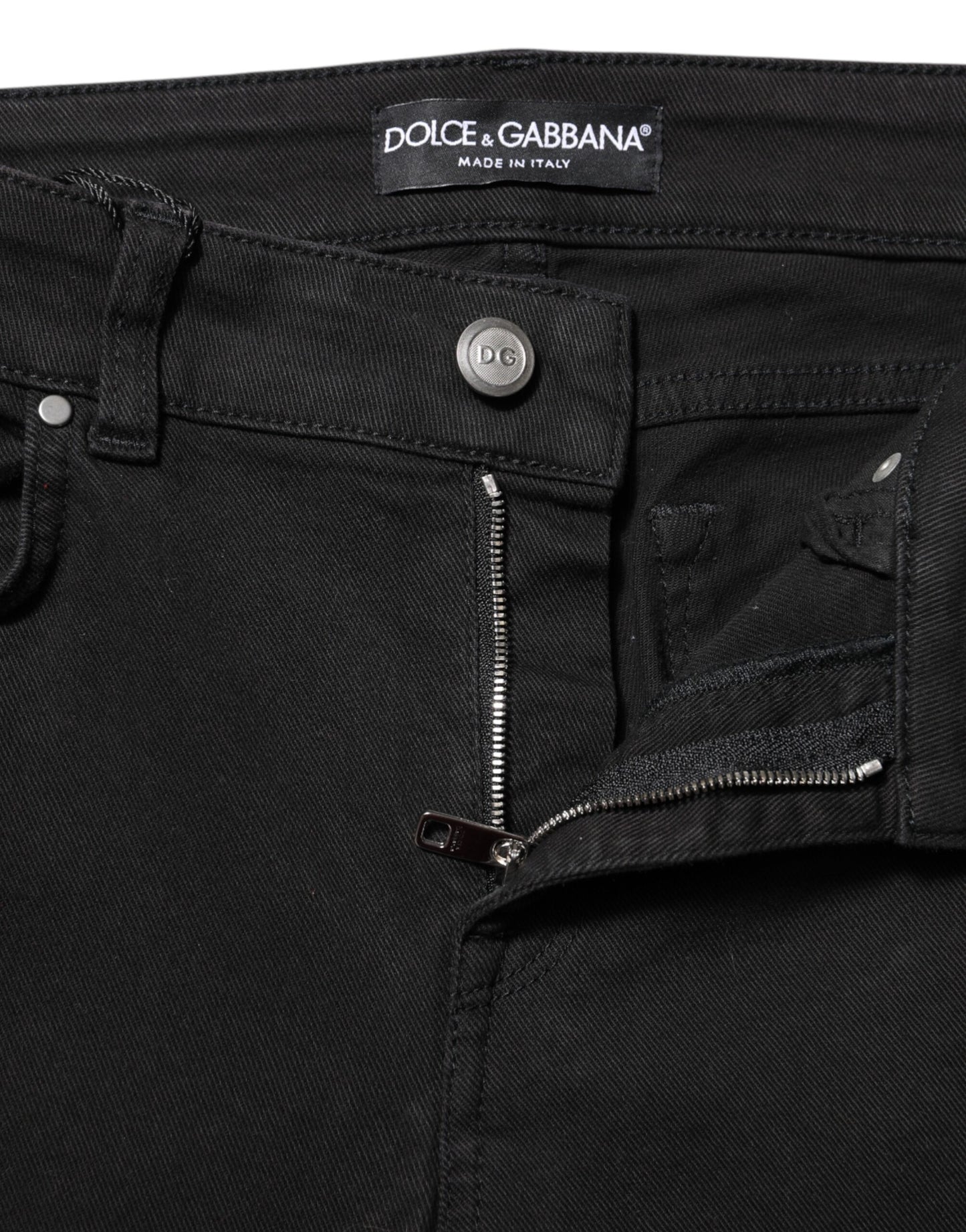 Dolce &amp; Gabbana – Schwarze Skinny-Jeans aus Baumwolle mit mittlerer Taille