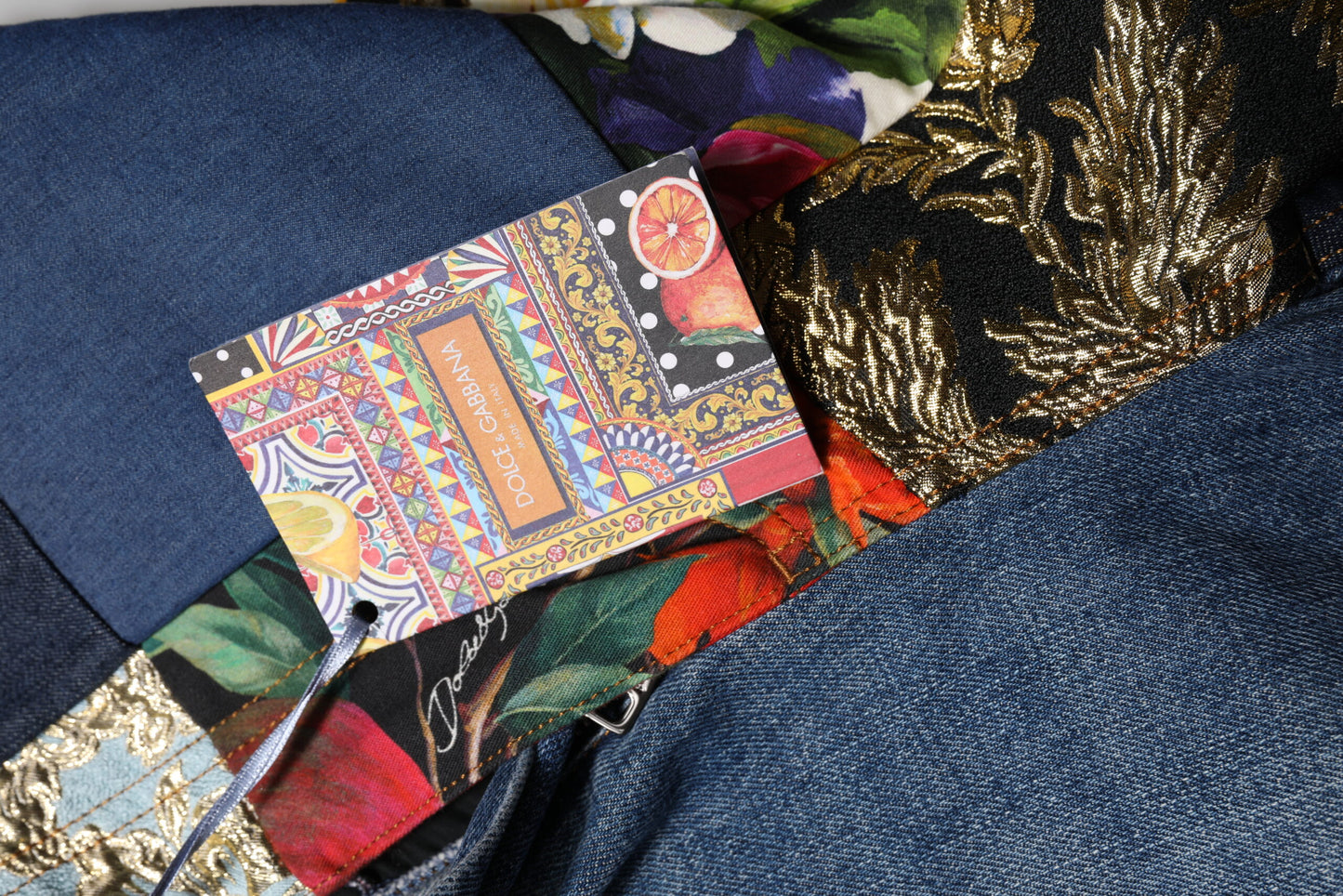 Dolce &amp; Gabbana Blaue AMBER Patchwork-Jeans mit hoher Taille