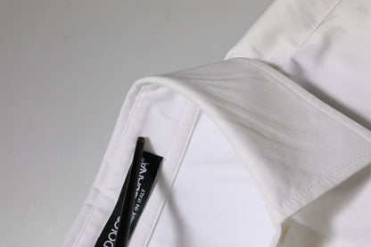 Dolce &amp; Gabbana – Weißes, langärmliges Oberteil aus Baumwolle mit Kragen