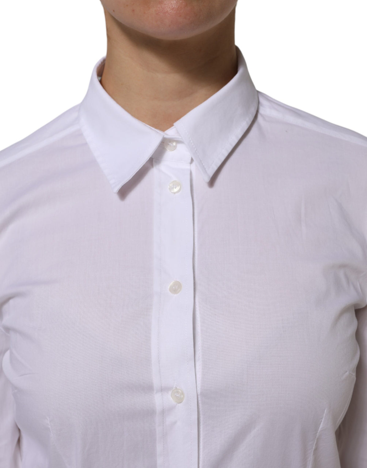 Dolce &amp; Gabbana – Weißes Baumwoll-Oberhemd mit langen Ärmeln und Kragen