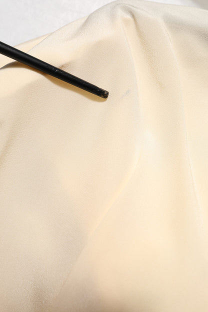 Dolce &amp; Gabbana – Hellgelbes Seidenblusentop mit Ascot-Kragen