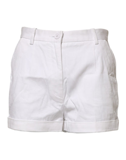 Dolce &amp; Gabbana – Weiße Bermudashorts aus Baumwolle mit mittlerer Taille für Damen