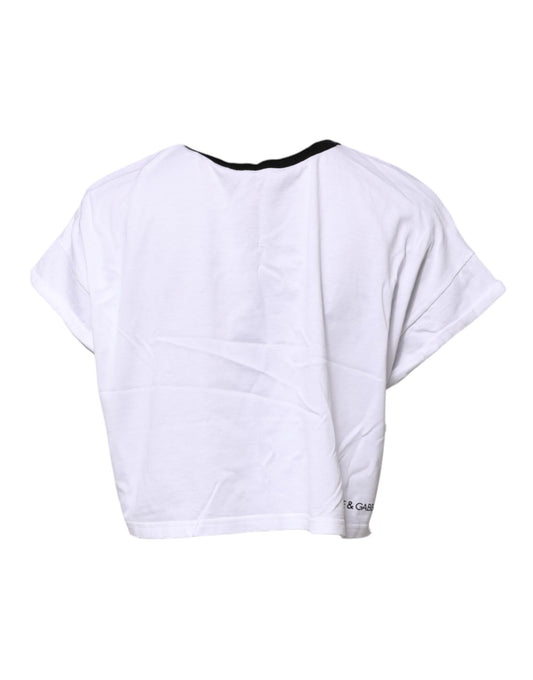 Dolce &amp; Gabbana – Kurzes T-Shirt mit Rundhalsausschnitt und Grafikdruck in Weiß
