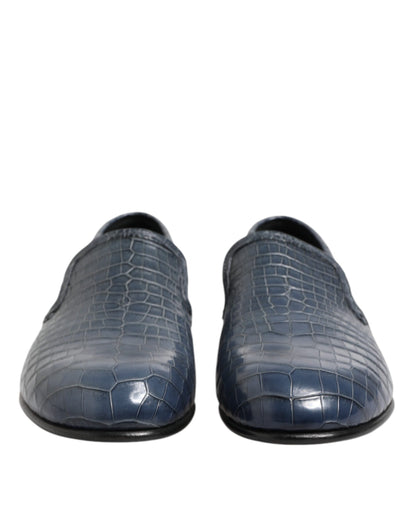 Dolce &amp; Gabbana – Slipper aus exotischem Leder in Blau für Herren