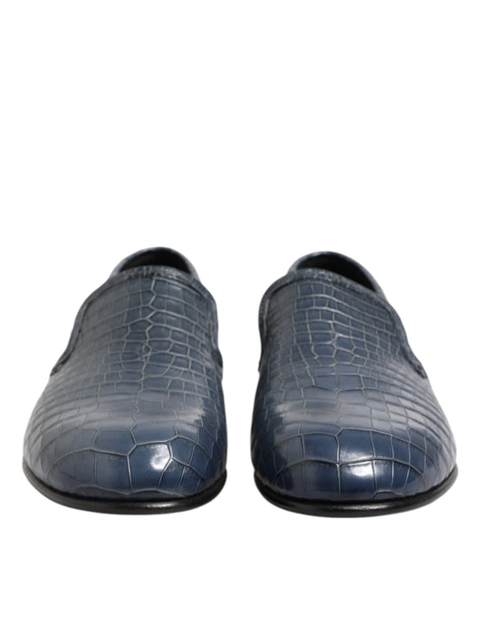 Dolce &amp; Gabbana – Slipper aus exotischem Leder in Blau für Herren