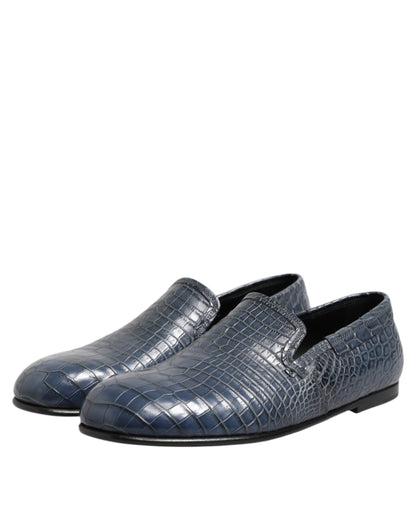 Dolce &amp; Gabbana – Slipper aus exotischem Leder in Blau für Herren