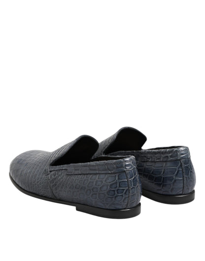Dolce &amp; Gabbana – Slipper aus exotischem Leder in Blau für Herren