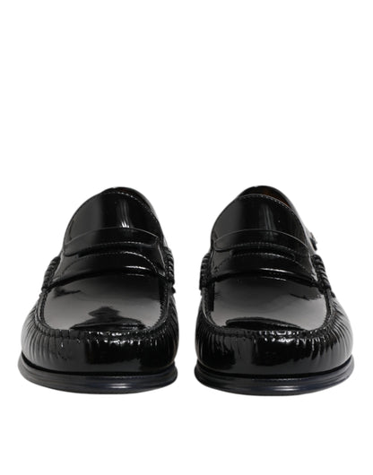 Dolce &amp; Gabbana – Slipper-Loafer aus schwarzem Leder