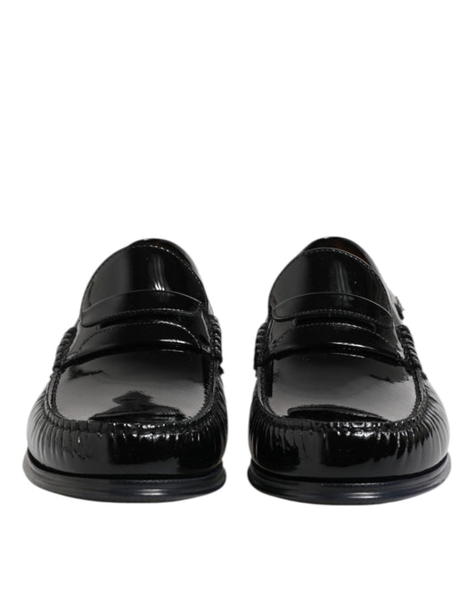 Dolce &amp; Gabbana – Slipper-Loafer aus schwarzem Leder
