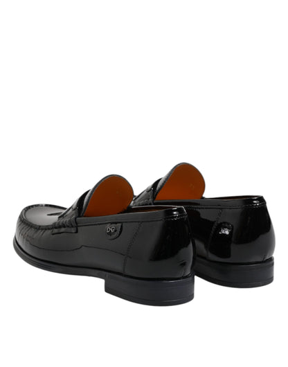 Dolce &amp; Gabbana – Slipper-Loafer aus schwarzem Leder