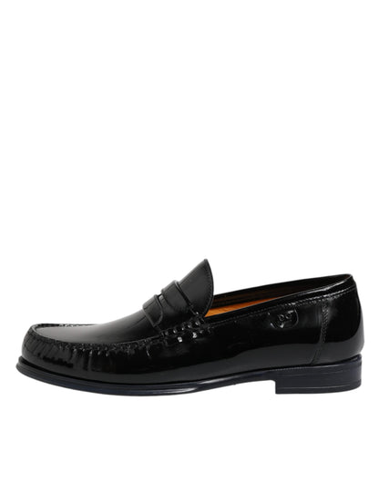 Dolce &amp; Gabbana – Slipper-Loafer aus schwarzem Leder