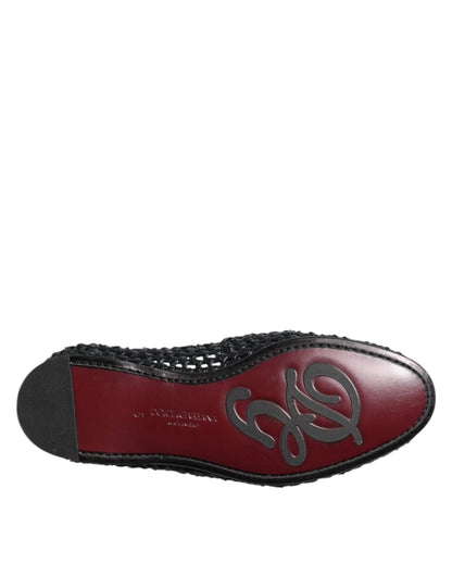 Dolce &amp; Gabbana – Schwarze Slipper aus gewebtem Leder Herren Schuhe