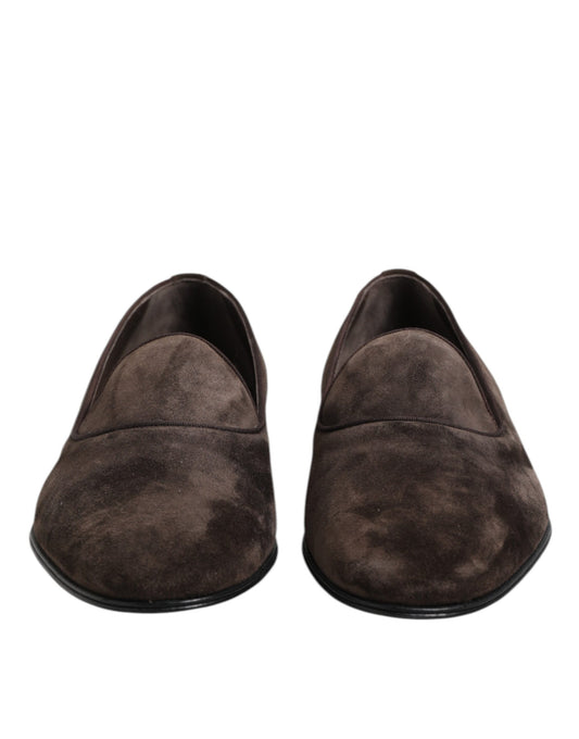 Dolce &amp; Gabbana – Slipper aus braunem Samtleder