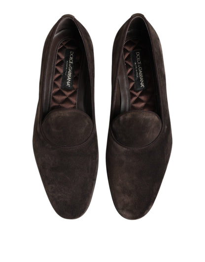 Dolce &amp; Gabbana – Slipper aus braunem Samtleder