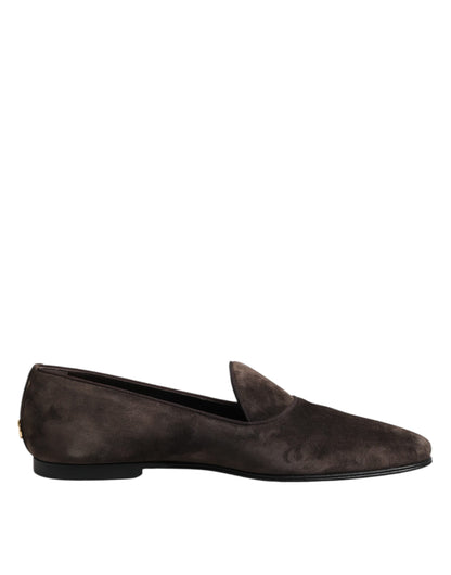 Dolce &amp; Gabbana – Slipper aus braunem Samtleder