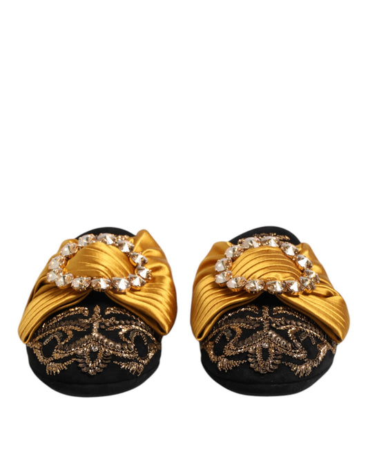 Dolce &amp; Gabbana – Flache Sandalen mit mehrfarbiger Verzierung