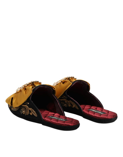 Dolce & Gabbana Multicolor Embellished Flat Sandals Shoes