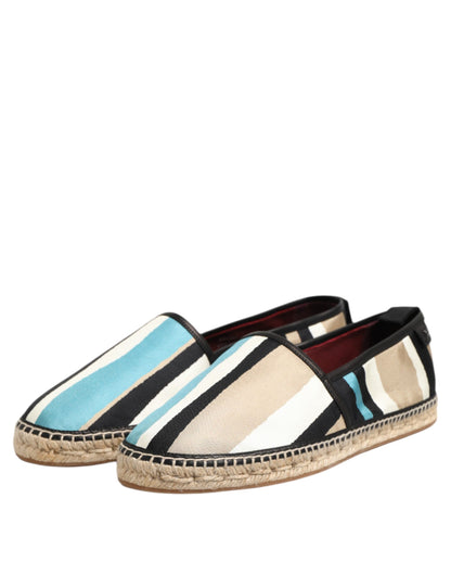 Flache Espadrille-Schuhe aus Canvas mit mehrfarbigen Streifen von Dolce &amp; Gabbana