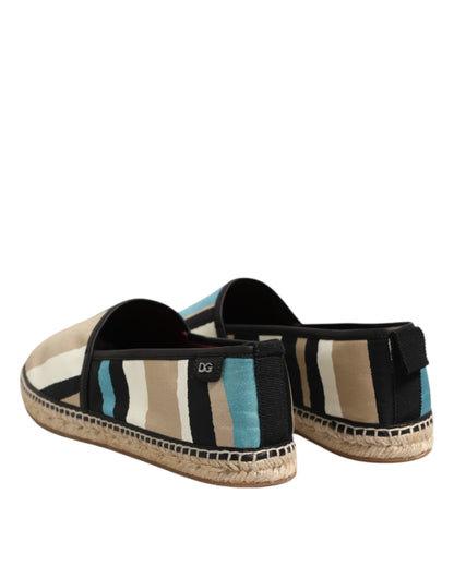 Flache Espadrille-Schuhe aus Canvas mit mehrfarbigen Streifen von Dolce &amp; Gabbana
