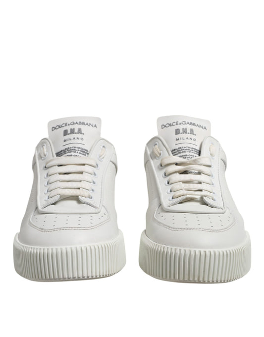 Dolce &amp; Gabbana Weiße Miami Leder Low Top Herren Sneakers Schuhe
