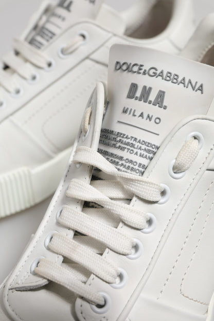Dolce &amp; Gabbana Weiße Miami Leder Low Top Herren Sneakers Schuhe
