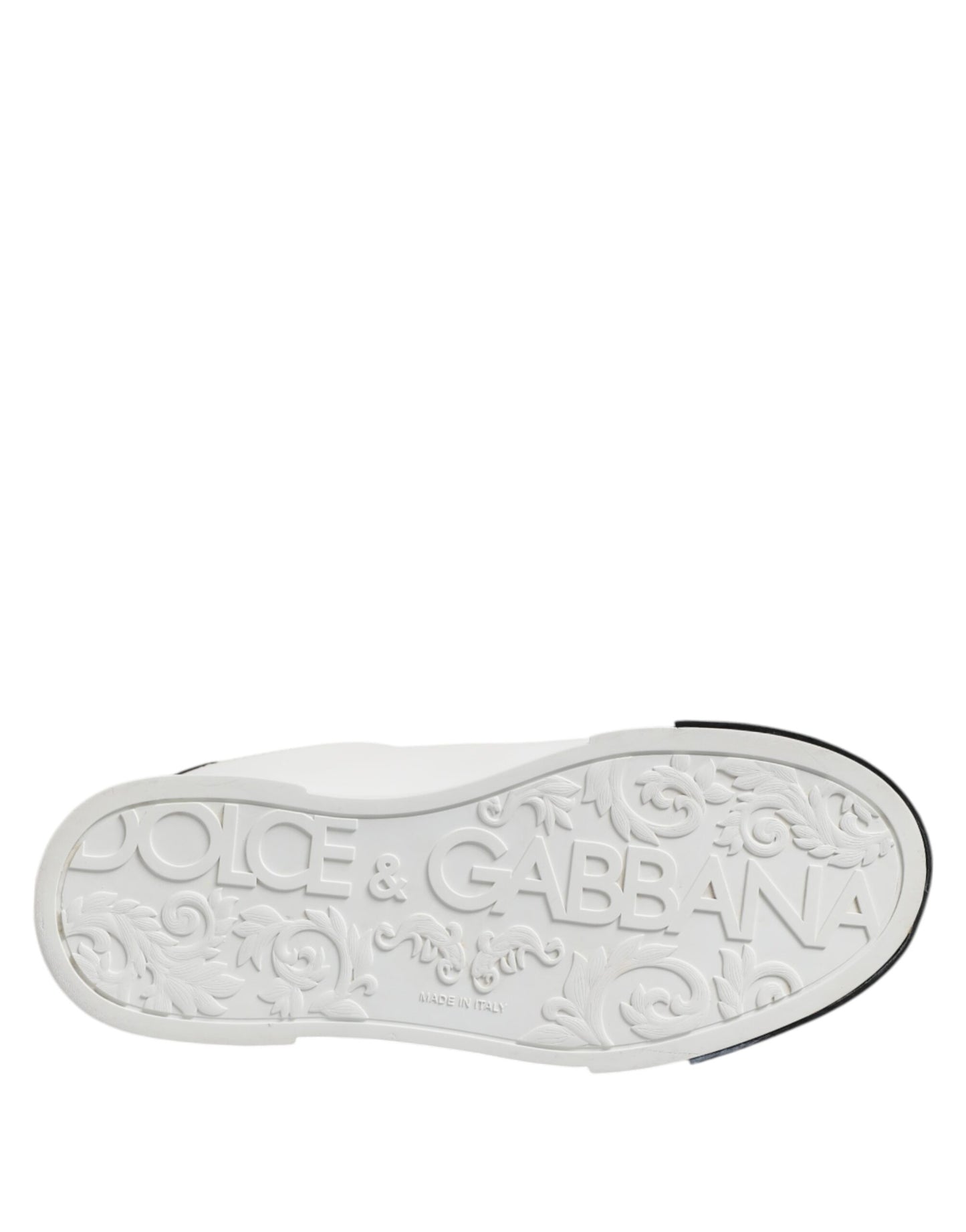 Dolce &amp; Gabbana – Weiße, schwarze Sneakers mit Logo aus Leder zum Schnüren