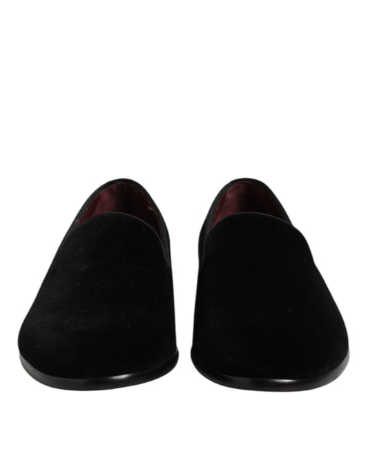 Dolce &amp; Gabbana – Slipper aus schwarzem Samt, formelle Schuhe