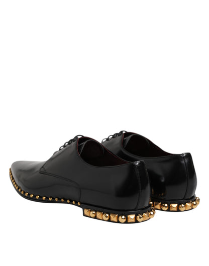 Dolce &amp; Gabbana – Derby-Schuhe aus schwarzem Leder mit Nieten