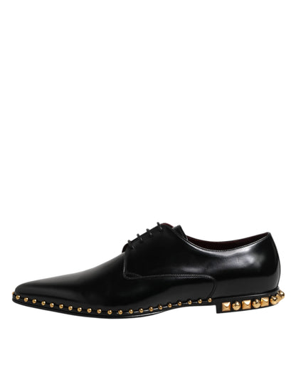 Dolce &amp; Gabbana – Derby-Schuhe aus schwarzem Leder mit Nieten