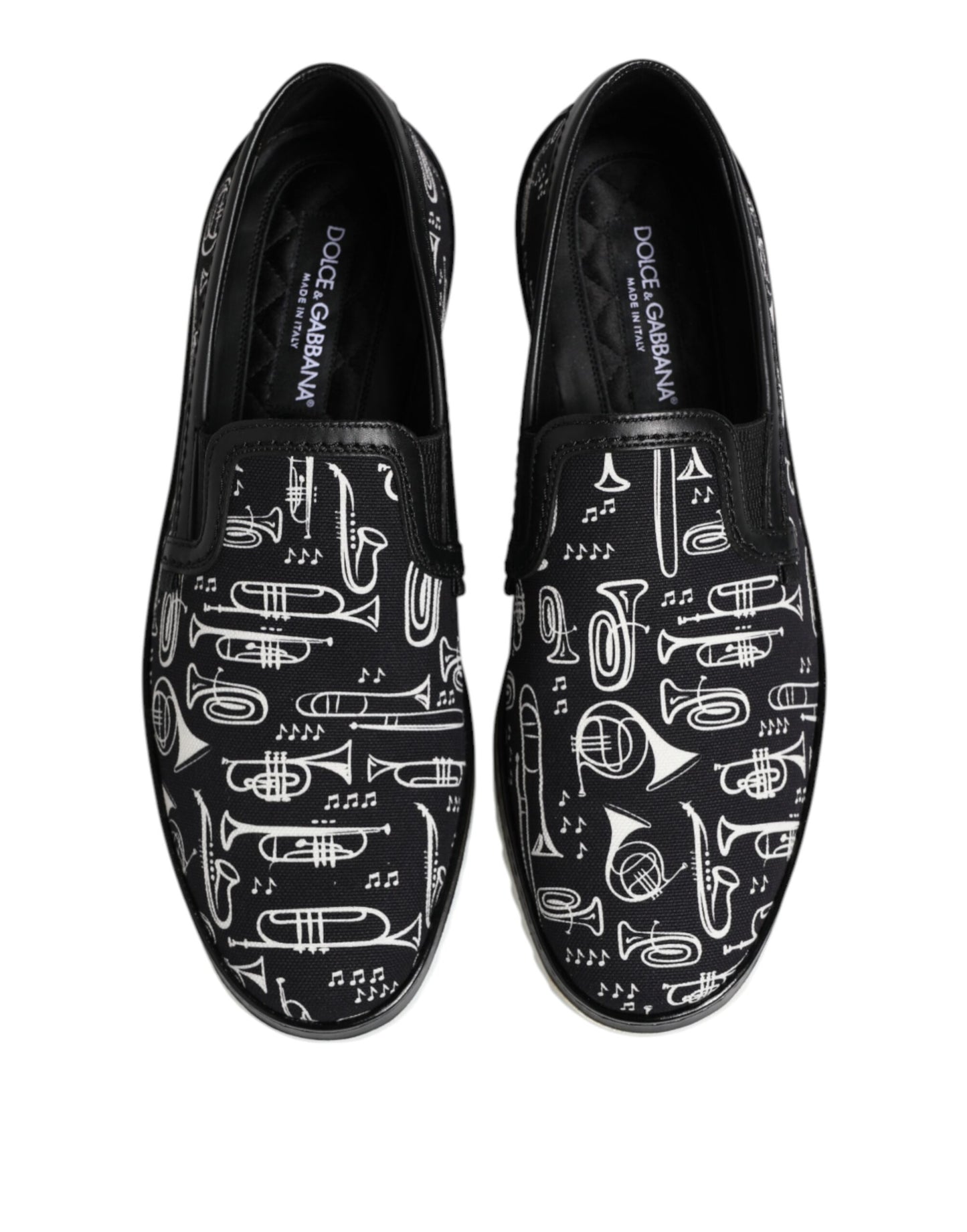 Dolce &amp; Gabbana – Schwarze Slipper mit Print für Herren