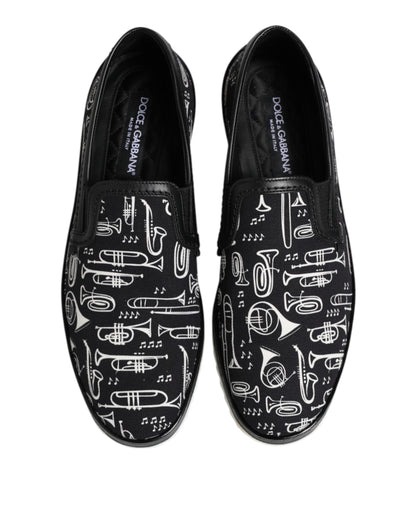 Dolce &amp; Gabbana – Schwarze Slipper mit Print für Herren