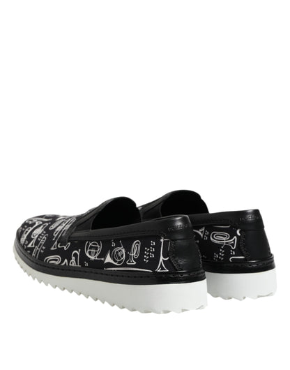 Dolce &amp; Gabbana – Schwarze Slipper mit Print für Herren