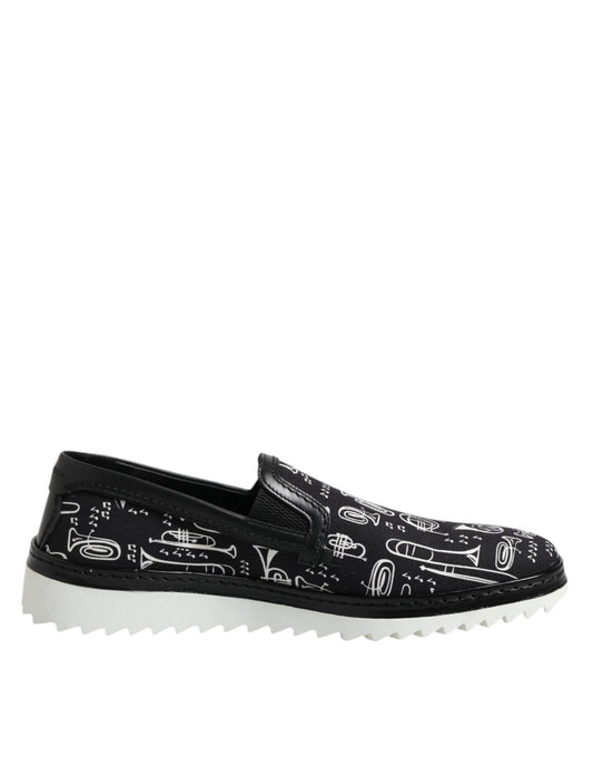Dolce &amp; Gabbana – Schwarze Slipper mit Print für Herren