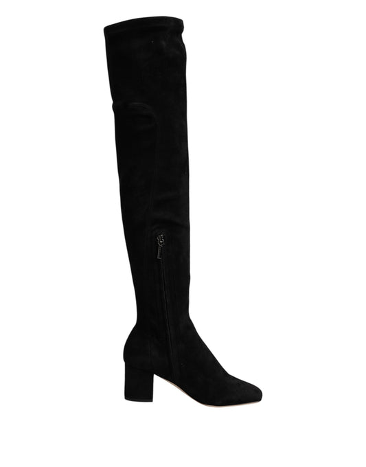 Dolce &amp; Gabbana – Kniehohe Stiefel aus schwarzem Wildleder