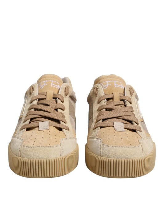 Dolce &amp; Gabbana Beige Leder Low Top Schnürschuhe