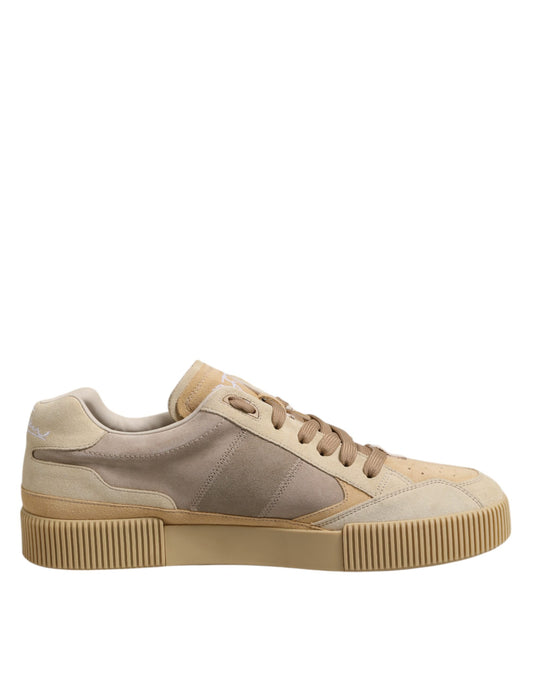 Dolce &amp; Gabbana Beige Leder Low Top Schnürschuhe