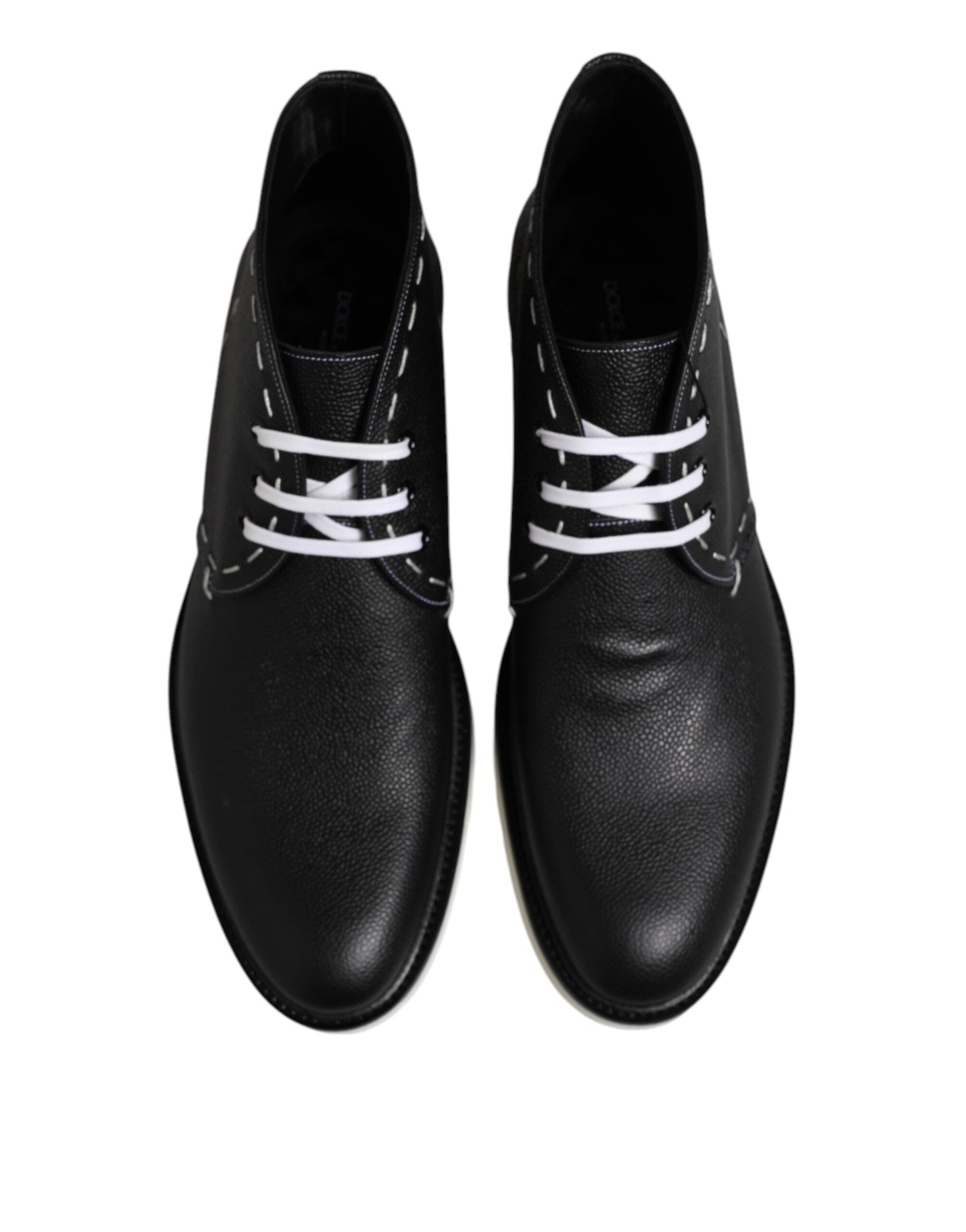 Dolce &amp; Gabbana Schwarz Weiß Leder Stiefeletten Schuhe