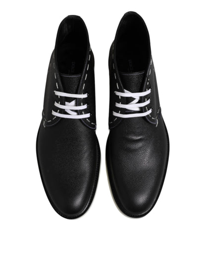 Dolce &amp; Gabbana Schwarz Weiß Leder Stiefeletten Schuhe