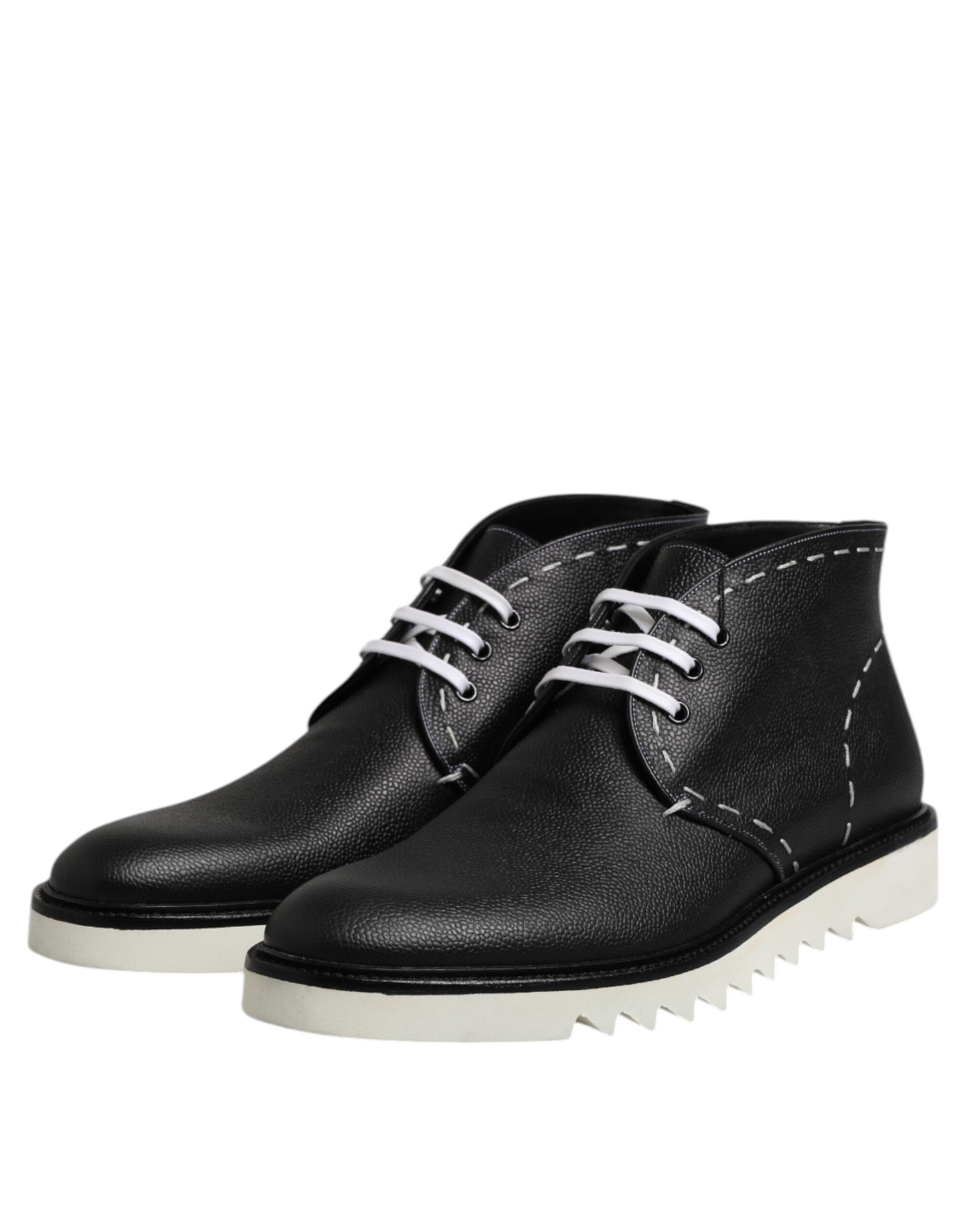 Dolce &amp; Gabbana Schwarz Weiß Leder Stiefeletten Schuhe
