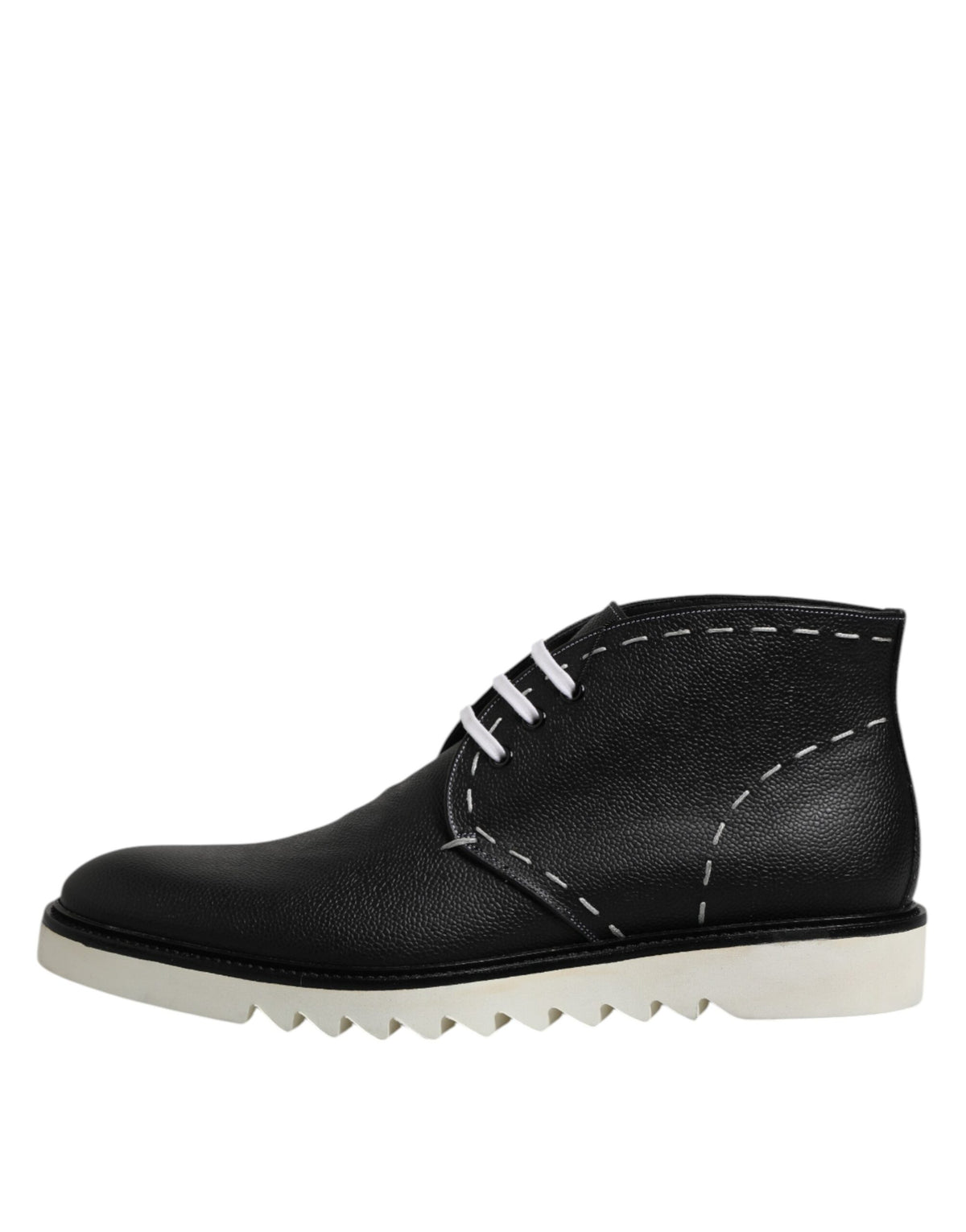 Dolce &amp; Gabbana Schwarz Weiß Leder Stiefeletten Schuhe